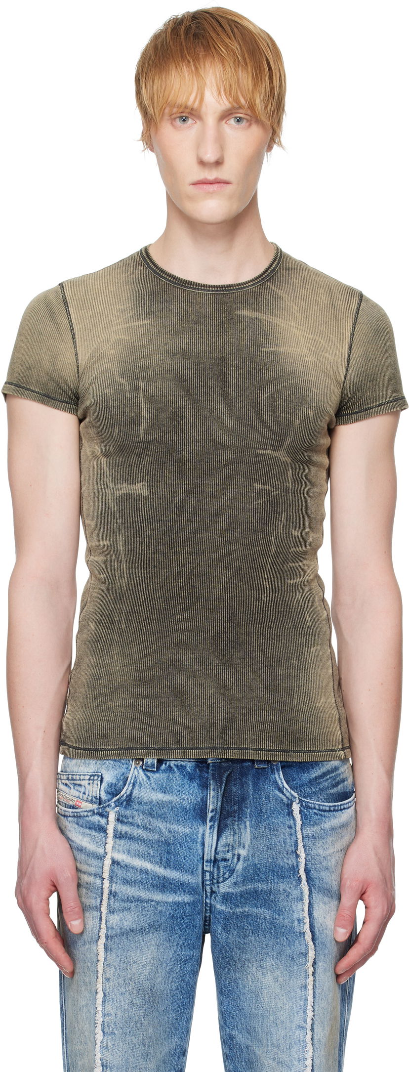 Majica Diesel Diesel T-Hans Ribbed T-Shirt Zelena | A17994-0HJBE-02
