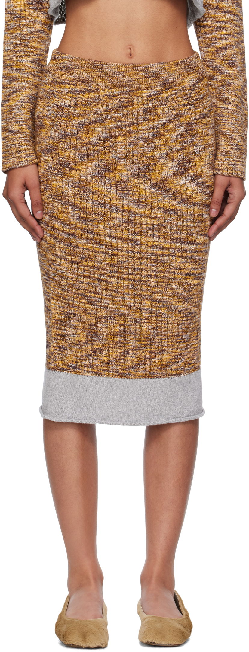 Krila Baserange Baserange Midi Knit Skirt Rumena | SSWA-TC-AU25