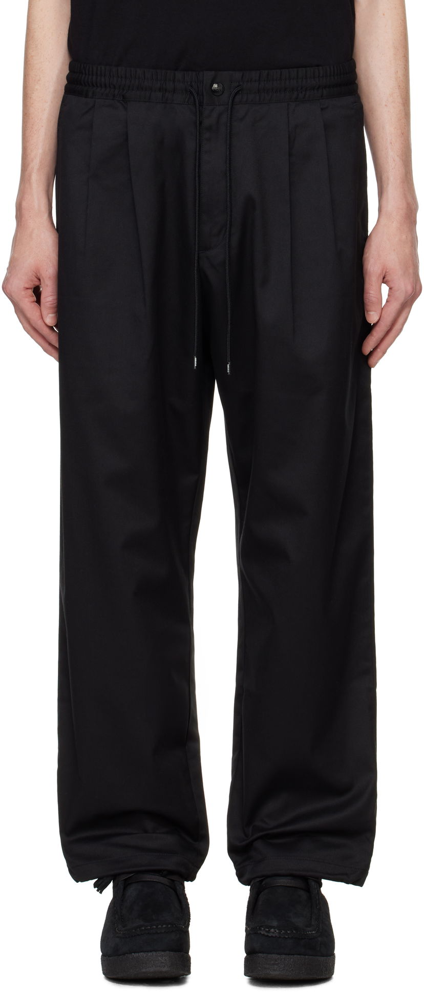 Hlače Neighborhood Baggy Silhouette Easy Trousers Črna | 242AQNH-PTM01