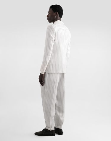 Jakna Dolce & Gabbana Dolce & Gabbana Single-Breasted Pinstripe Linen-Blend Jacket Bela | G2QS6TFR3F0S8052, 2