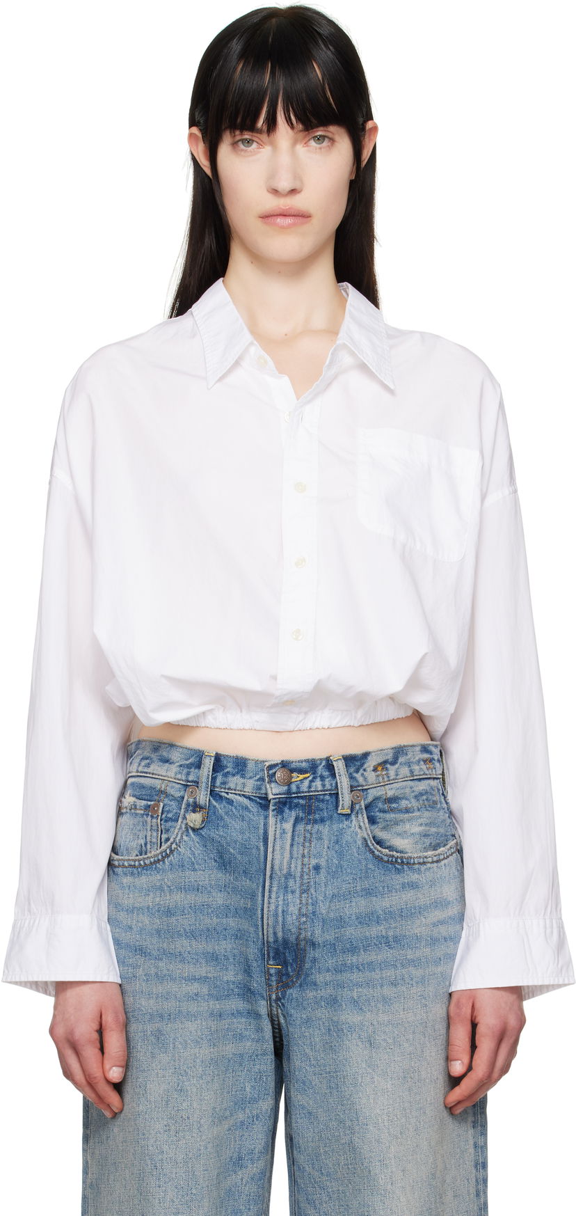 Srajce R13 R13 Crossover Cropped Button-Down Shirt Bela | R13WR269-R338B
