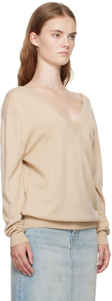 Pleteni pulover We11done Deep V-Neck Sweater Bež | WD-KT2-24-642-W-BG, 1
