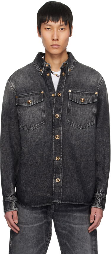 Srajce Versace Versace Stonewashed Denim Overshirt Črna | 1013887_1A13718, 0