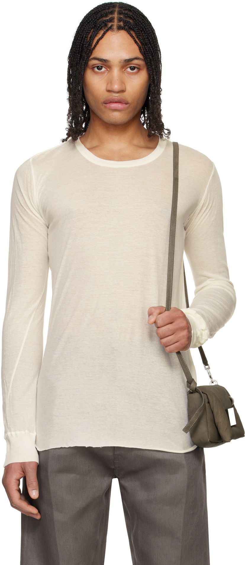 Majica Rick Owens Rick Owens Hollywood Basic Long Sleeve T-Shirt Bež | RU01E5252 UC
