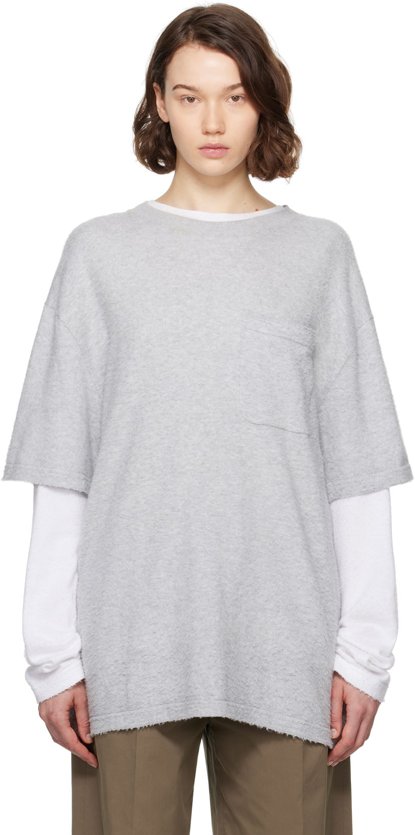 Pleteni pulover The Row The Row Kaddy Pocket T-Shirt Siva | 8943-Y916