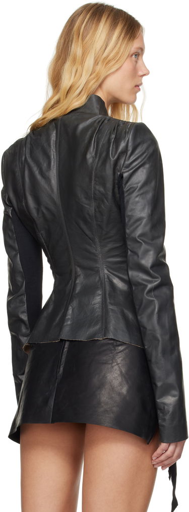 Jakna Rick Owens Rick Owens Hollywood Tamponato Calf Leather Wrap Jacket Črna | RP01E7749 LTP, 2