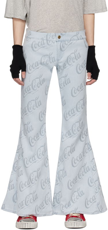 Kavbojke ERL Jacquard Logo Pattern Flare Jeans Modra | ERL08P014, 0