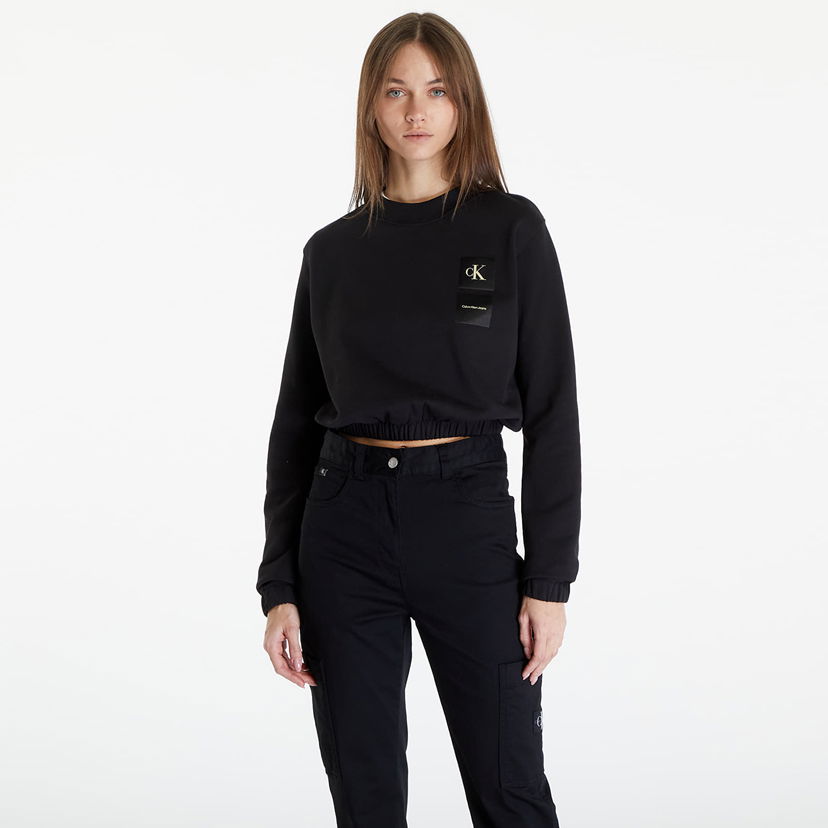 Pulover CALVIN KLEIN Satin Boxes Crewneck Sweatshirt Black Črna | J20J223081 BEH
