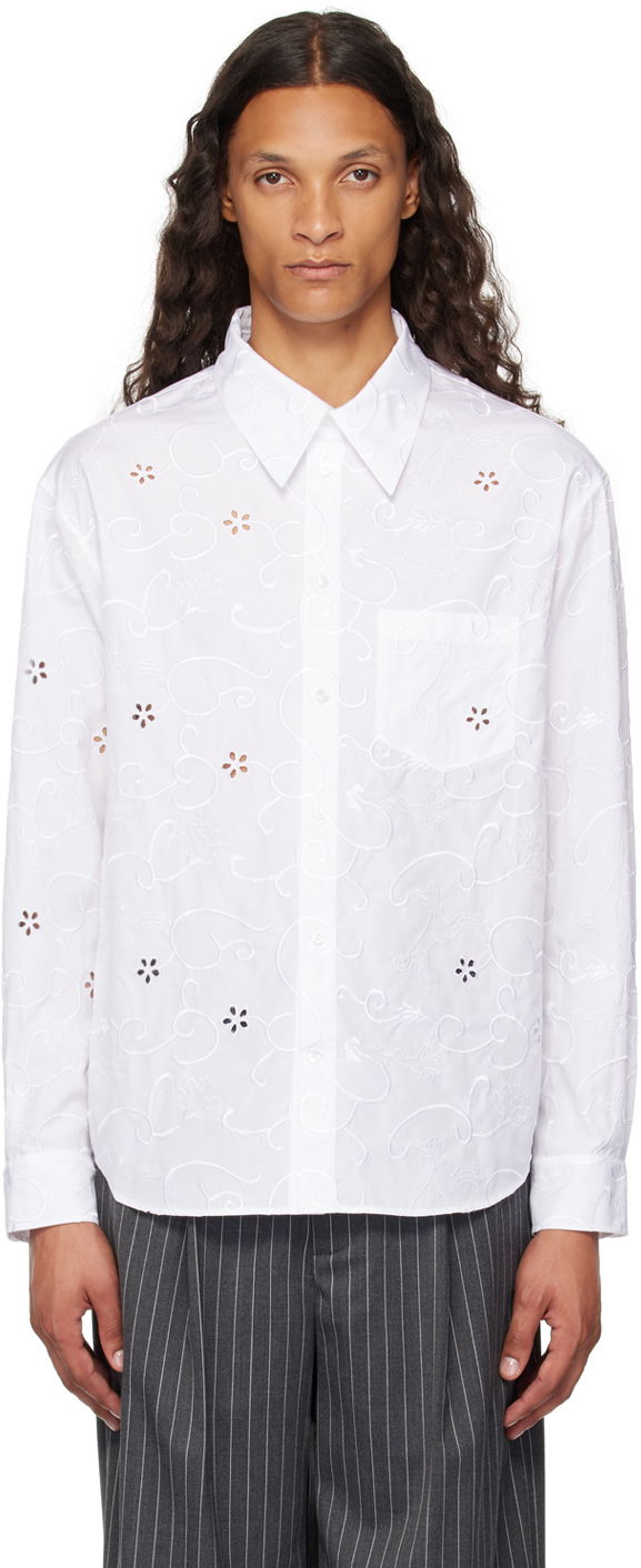 Srajce Simone Rocha Simone Rocha Classic Fit Embroidered Shirt Bela | 5281 1023