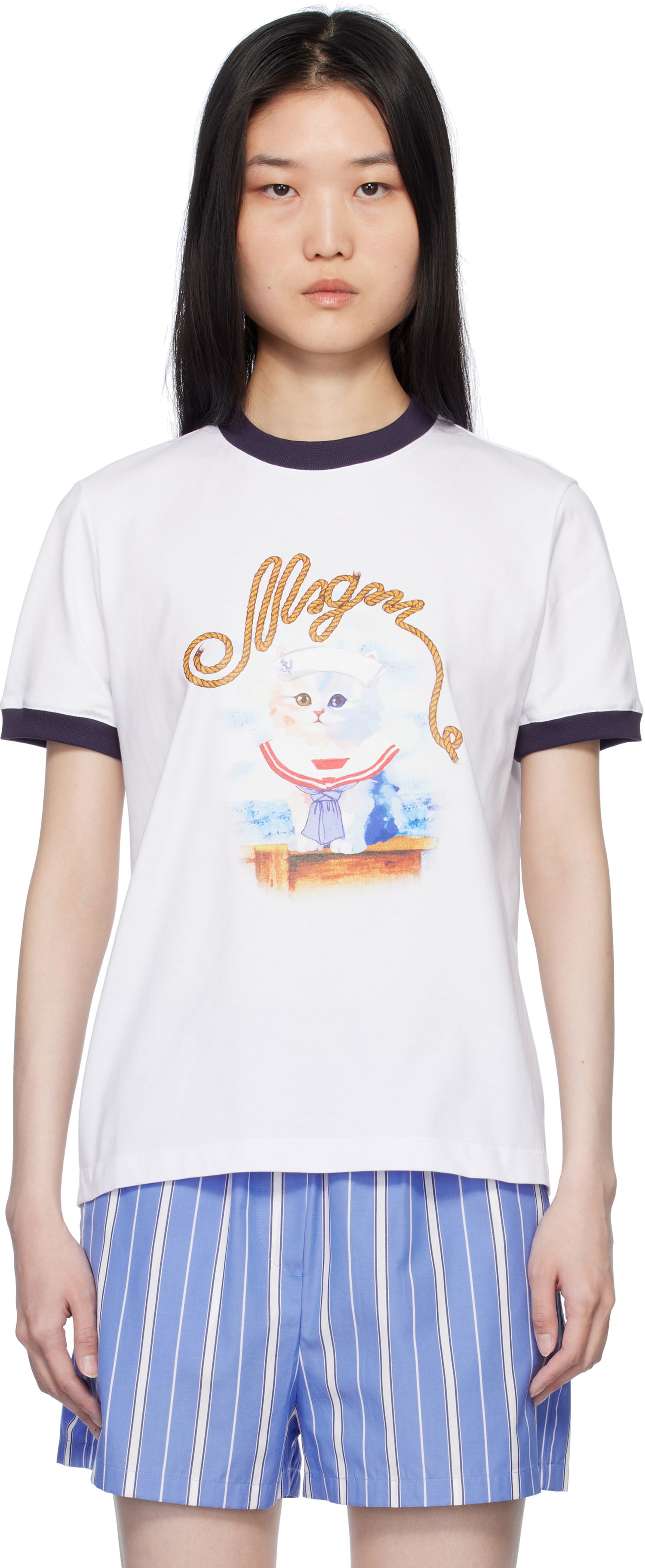 Majica MSGM White Graphic Print T-Shirt Bela | 3841MDM152 257002, 0