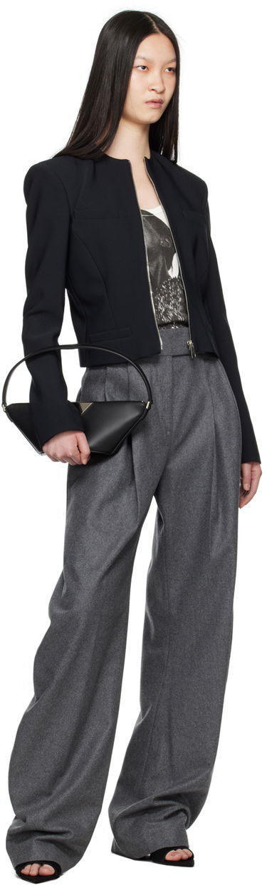 Jakna The Attico Attico Zip Cropped Jacket Črna | 248WCG68 E100, 3