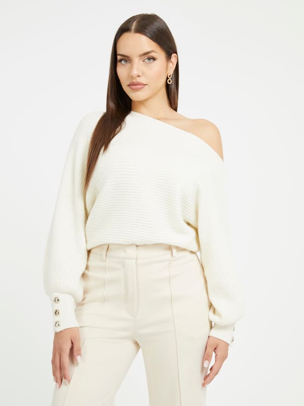 Majica GUESS Off-Shoulder Wool Blend Bela | W3BR13Z2QA0, 0