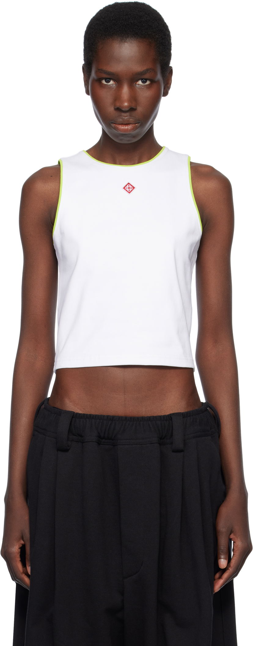 Majica brez rokavov Casablanca Casablanca Diamond Logo Cropped Tank Top Bela | WS25-JTS-011-02