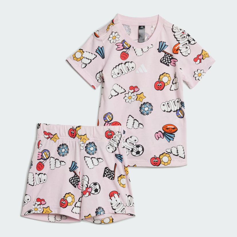 Trenirka adidas Performance Kids' Seasonal Essentials Fun Allover Print Set Roza | JI6235