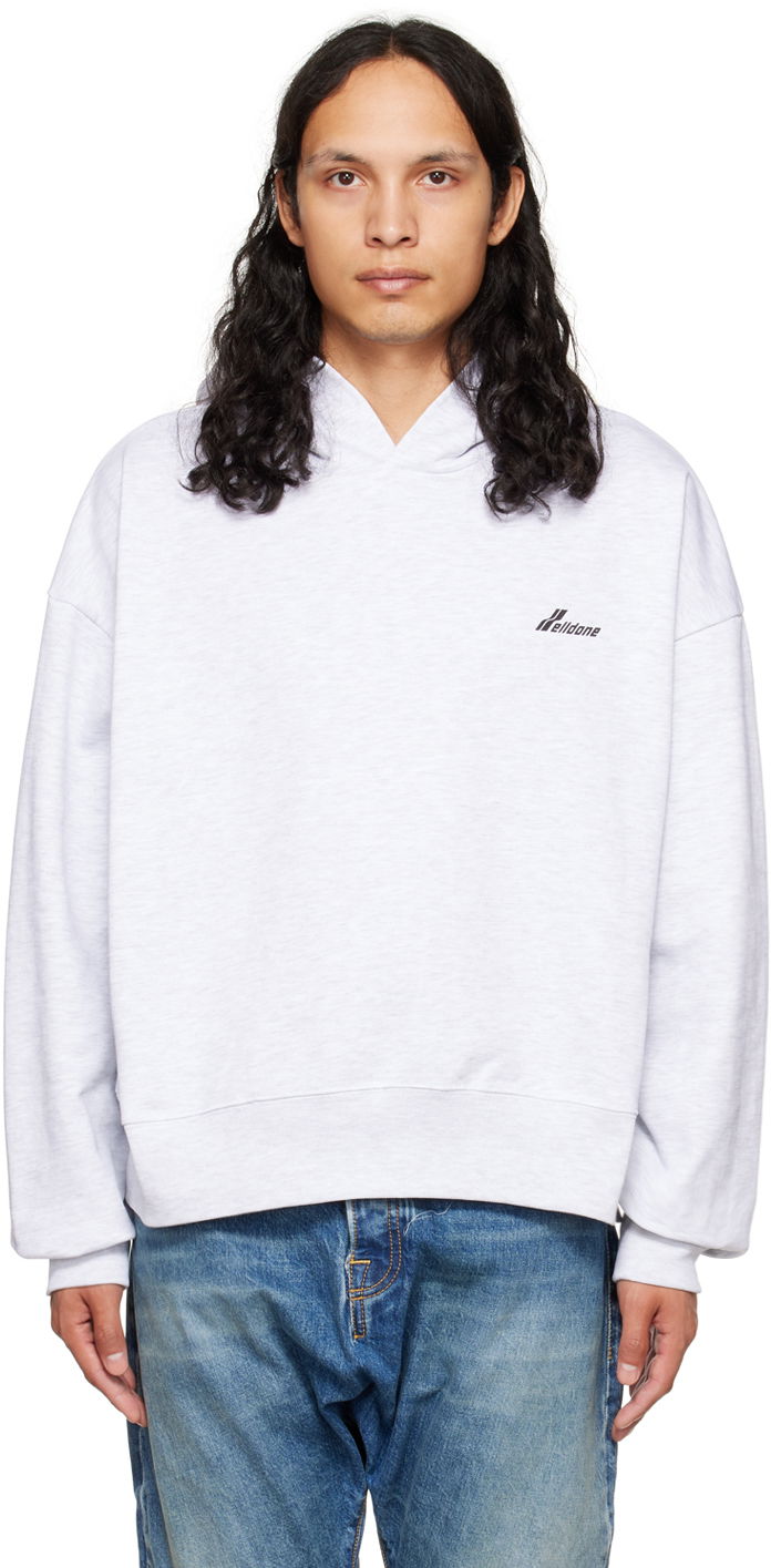 Pulover We11done We11done Lettering Symbol Hoodie Siva | WD-TH3-22-840-U-GY