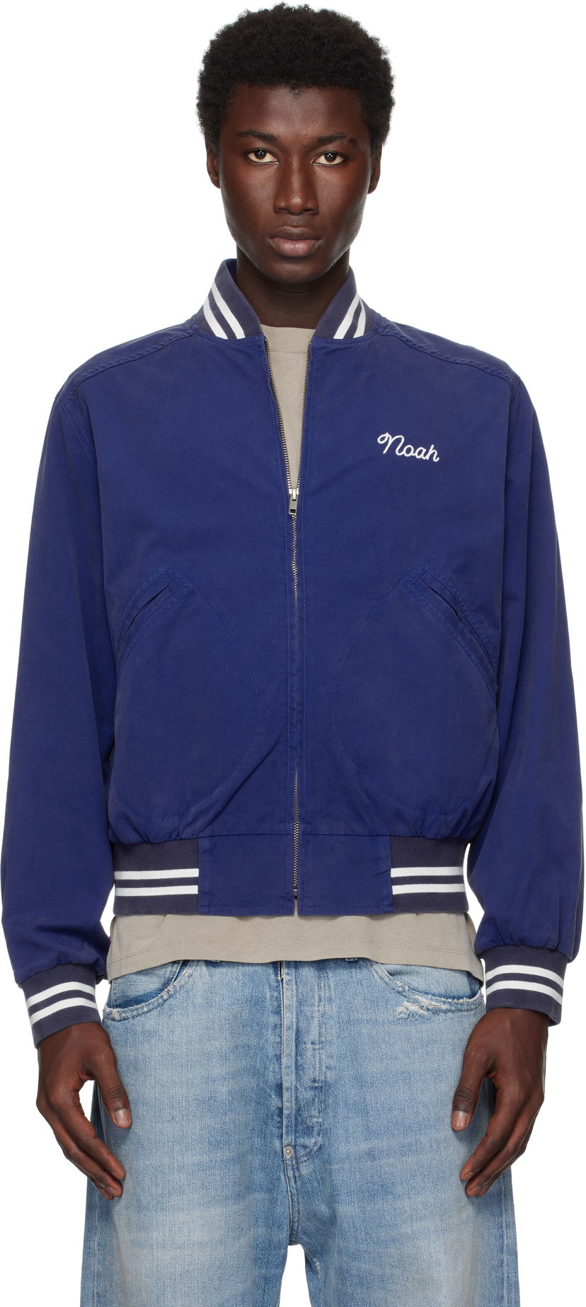 Bomber jakna Noah Noah Cotton Varsity Jacket Modra | OW086SS25ROY