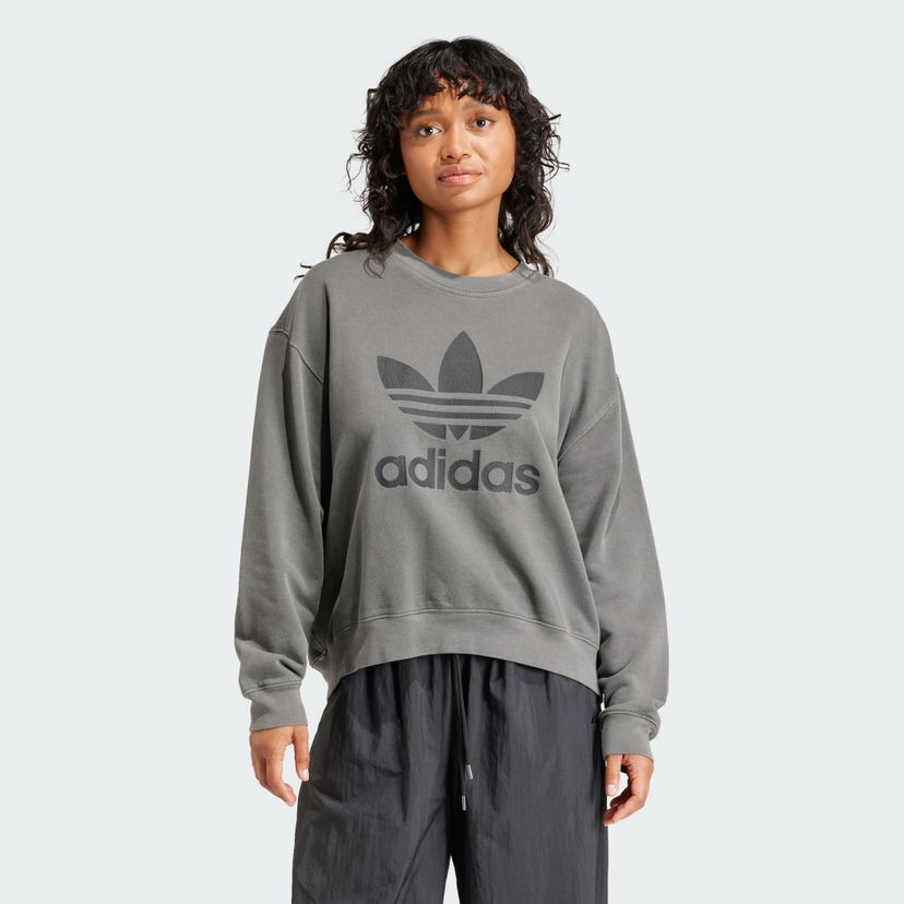 Pulover adidas Originals Washed Trefoil Sweatshirt Siva | IN2270