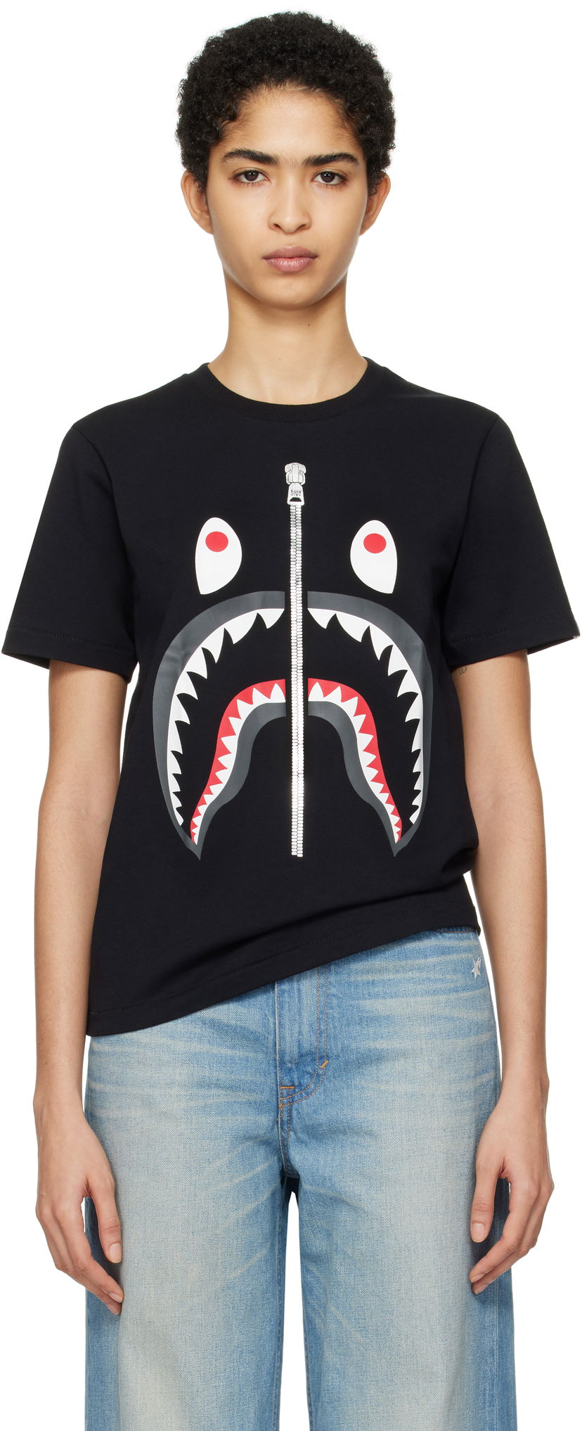 Majica BAPE Shark Graphic Cotton T-shirt Črna | 001TEK802003L