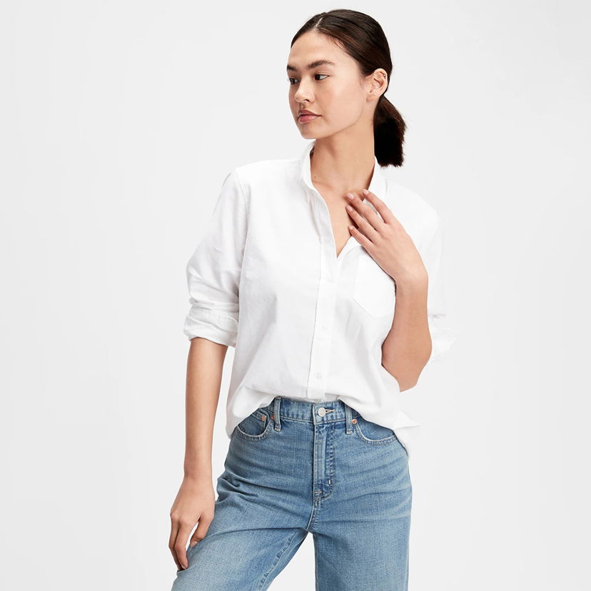 Srajce GAP Fitted Oxford Shirt Optic White Bela | 269247-03