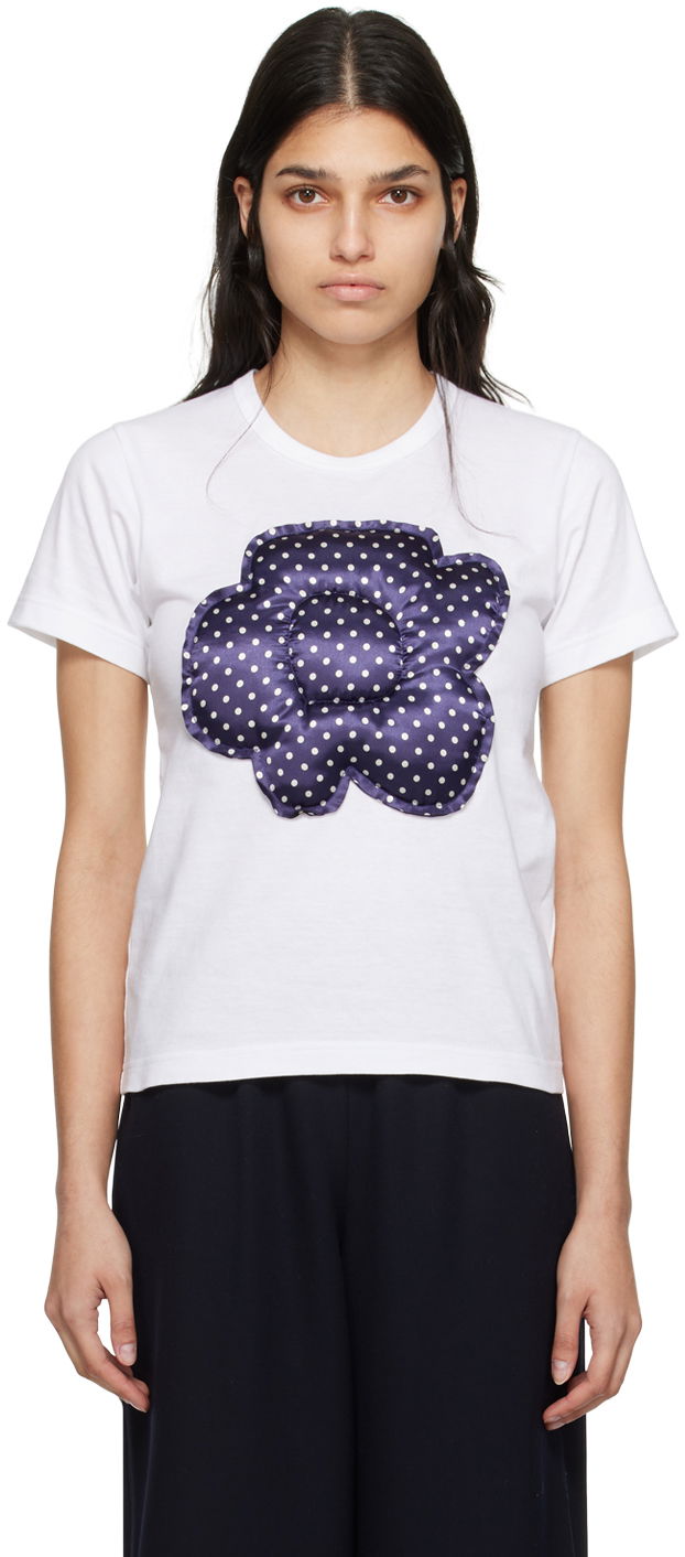 Majica Comme des Garçons Comme des Garçons Girl Dot Appliqué T-Shirt Bela | NK-T004-051