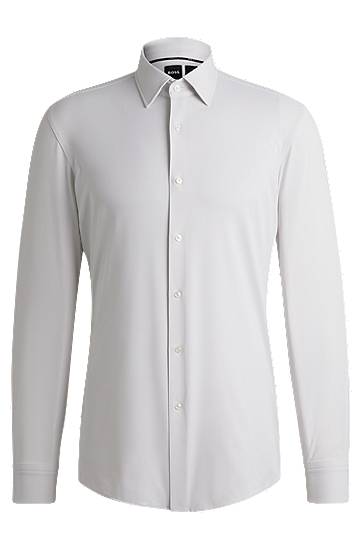 Srajce BOSS Slim-Fit Performance-Stretch Jersey Shirt Siva | 50533395