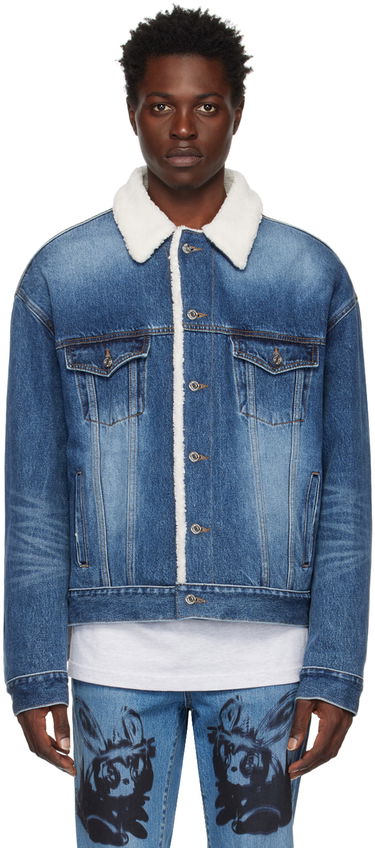 Jakna We11done Oversized Faux-Shearling Denim Jacket Modra | WD-DJ3-22-378-U-BL, 0