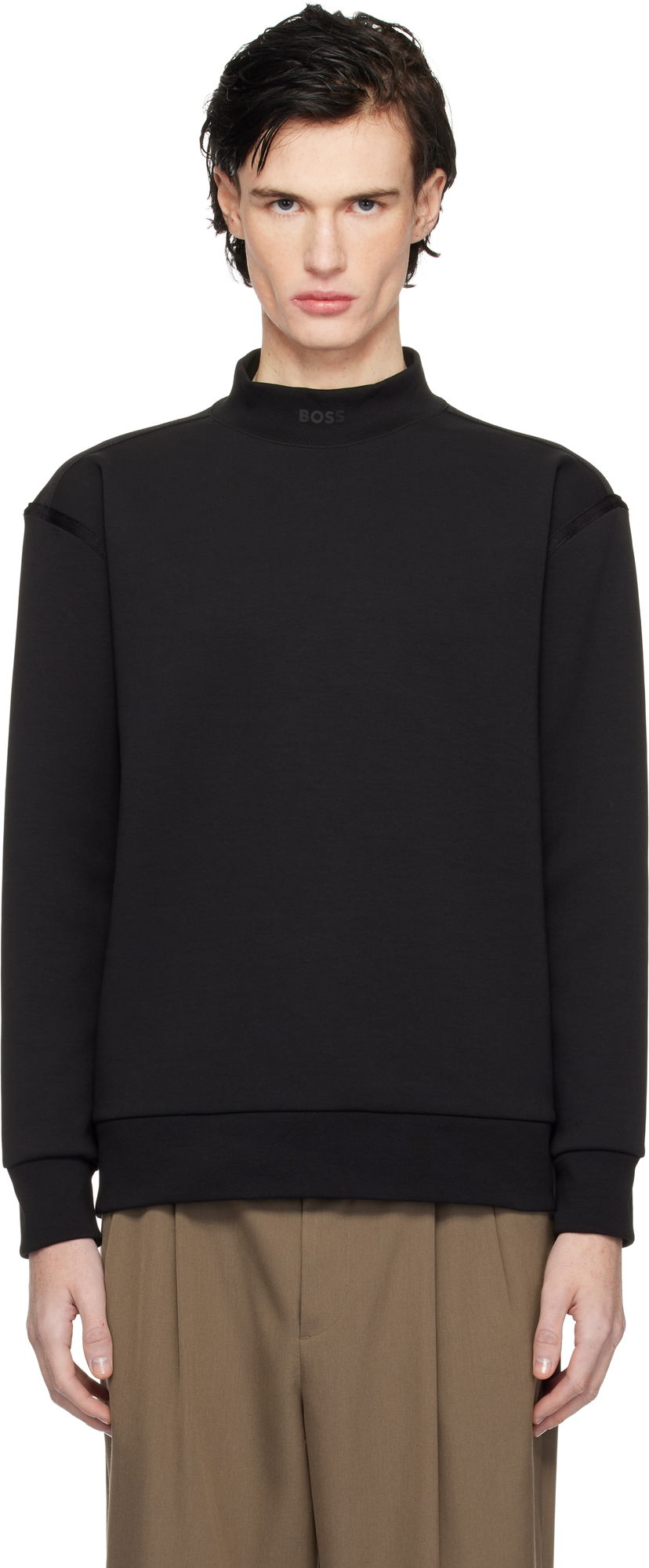 Pulover BOSS Mock Neck Sweatshirt Črna | 50534121