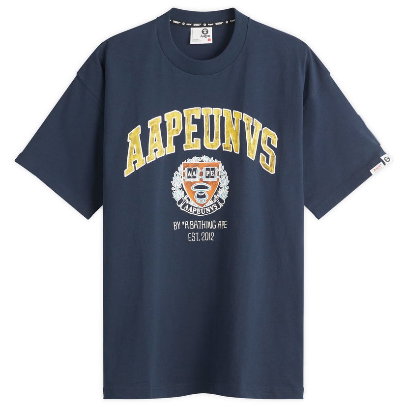 Majica AAPE by A Bathing Ape AAPE College Theme T-Shirt, Size Large Mornarica | AAPTEM1626XX-NYD