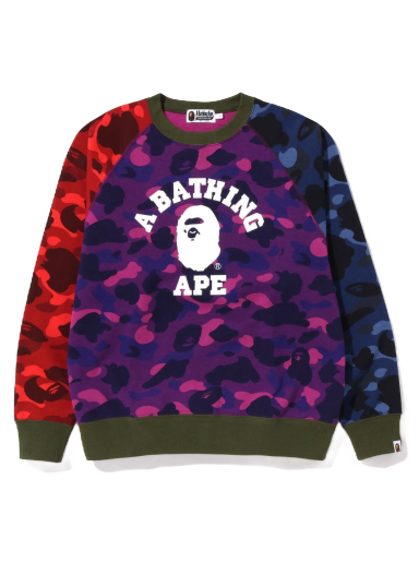Pleteni pulover BAPE Crazy Camo Relaxed Fit College Crewneck Lila | 1I80-113-009