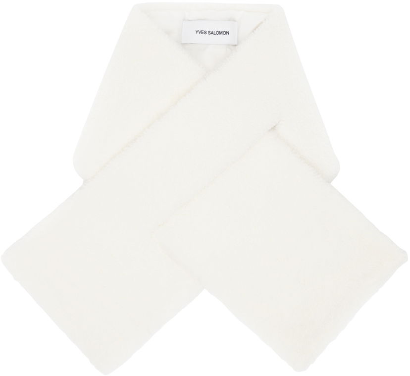 Šala Yves Salomon Down Shearling Scarf Bela | 25W25WAA004XXDOTM