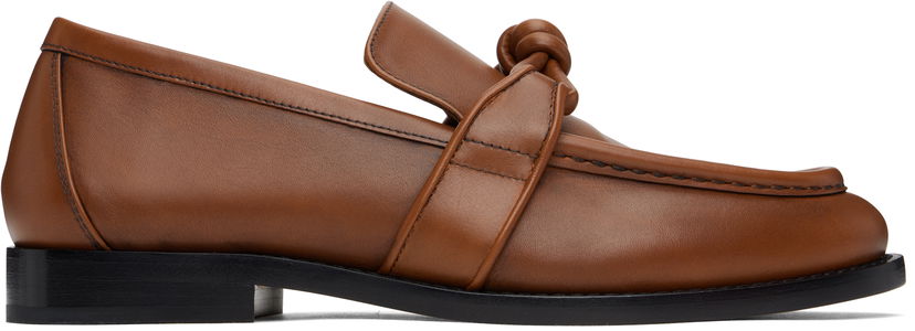 Superge in čevlji Bottega Veneta Bottega Veneta Astaire Knotted Leather Loafers Rjava | 796696 V4AF0