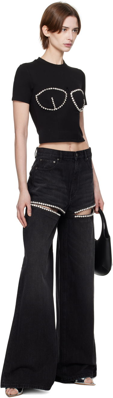 Kavbojke Area AREA Wide Leg Crystal Slit Jeans Črna | 0000P02333, 3