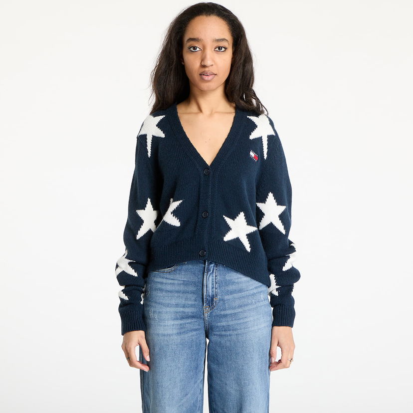 Pleteni pulover Tommy Hilfiger Tommy Jeans Star Cardigan Mornarica | DW0DW20275 C1G