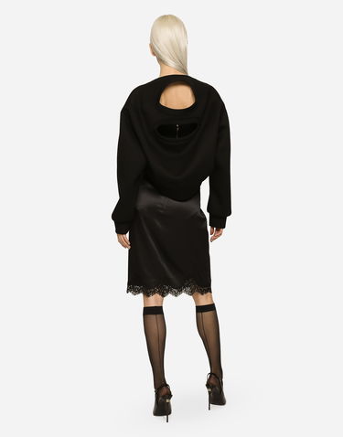 Krop-top Dolce & Gabbana Technical Jersey Sweatshirt With Cut-out And Tag Črna | F9P58THU7JWN0000, 2