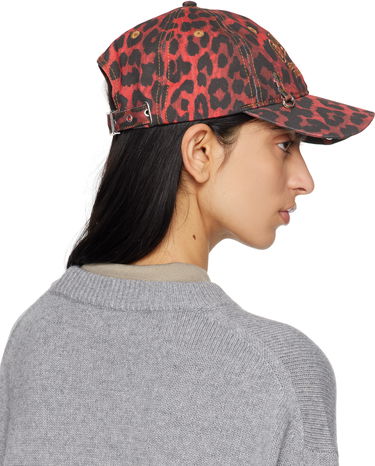 Kapa GANNI GANNI Leopard Print Baseball Cap Rdeča | A6640, 2
