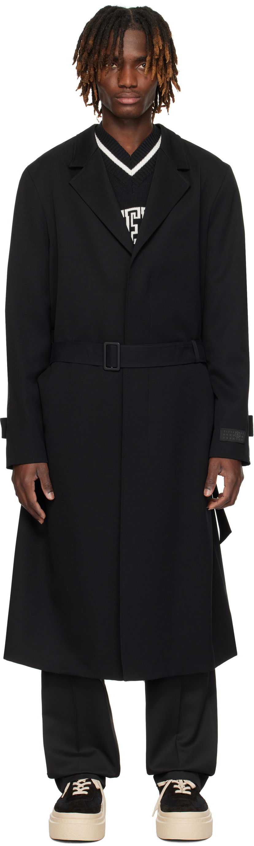 Plašči Maison Margiela MM6 Maison Margiela Wool & Cotton Gabardine Trench Coat Črna | SH0AA0009 MTN039