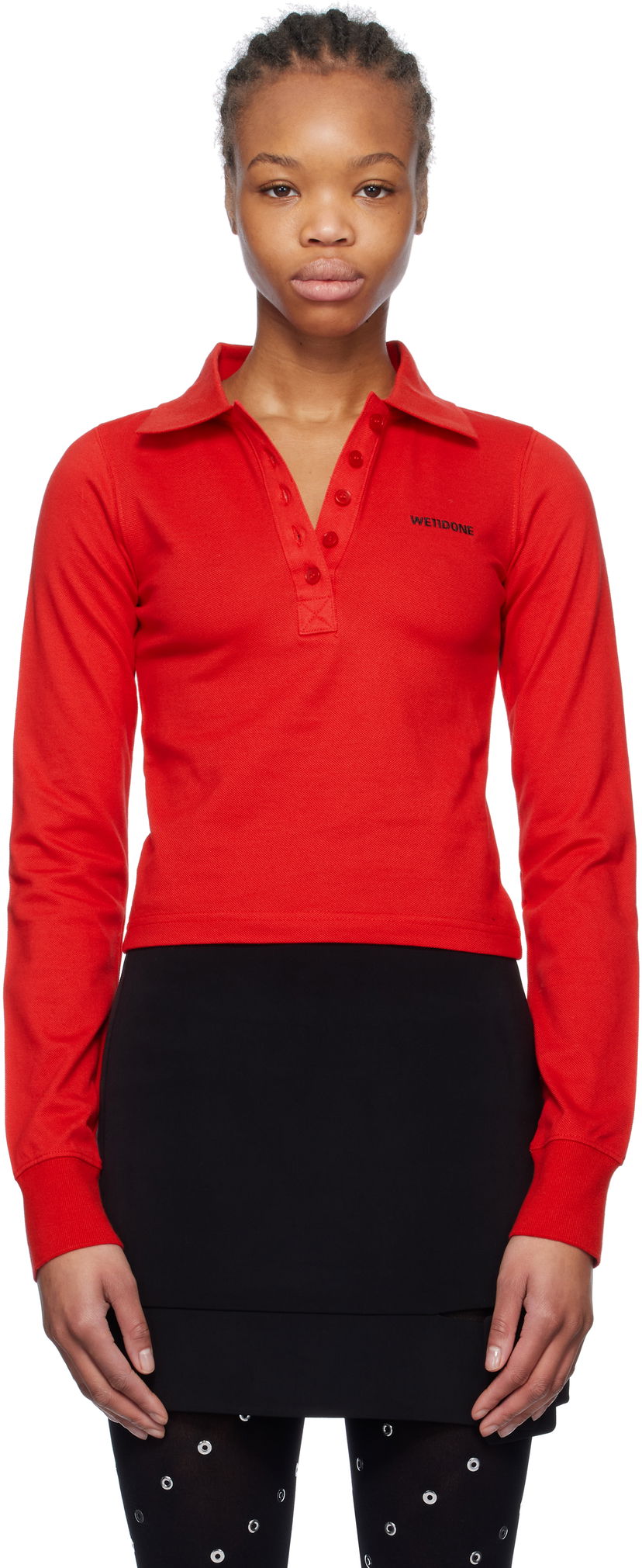Polo majica We11done We11done Cotton Logo Polo Rdeča | WD-TT0-25-725-W-RD