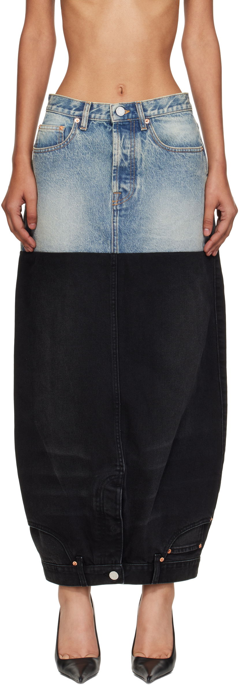 Krila VETEMENTS Vetements Double Denim Maxi Skirt Modra | WH76DK880YBB2