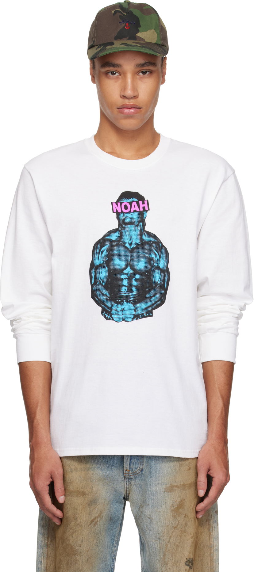 Majica Noah Noah 'The Pain Cave' Graphic Long Sleeve T-Shirt Bela | T256SS25WHT