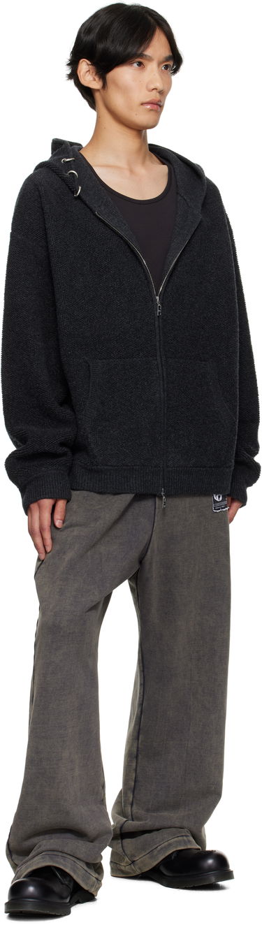 Pulover We11done We11done Bouclé Zip-Up Hoodie Siva | WD-KJ2-25-642-M-CH, 3