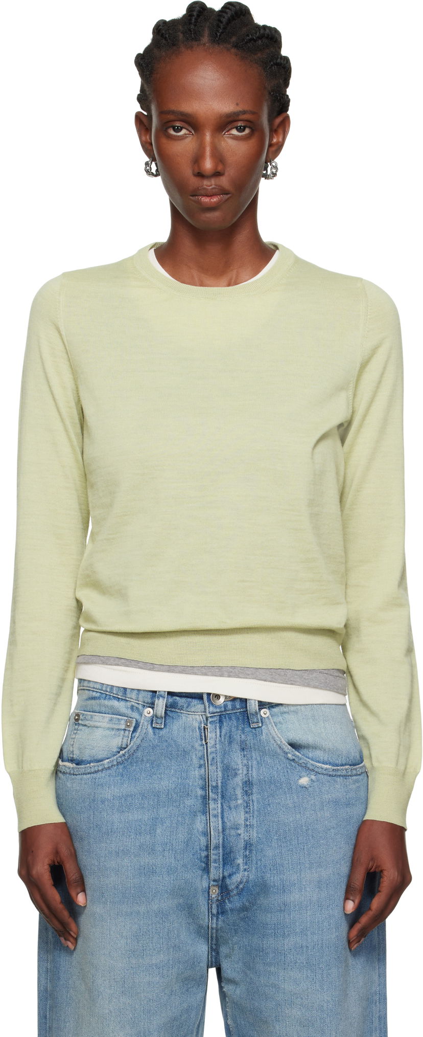 Pleteni pulover Maison Margiela Maison Margiela Crewneck Sweater Zelena | S51HL0030 M13147