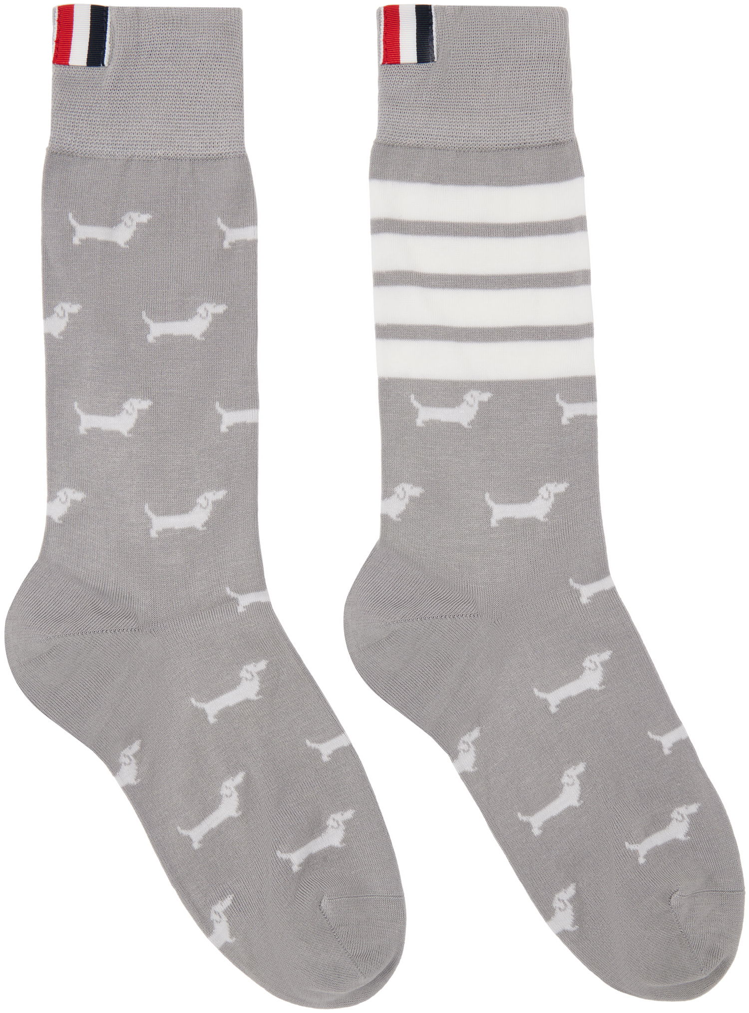 Nogavice Thom Browne Thom Browne Hector Mid Calf Socks with Dachshund Print Siva | FAS226A-Y3012, 0