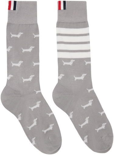 Nogavice Thom Browne Thom Browne Hector Mid Calf Socks with Dachshund Print Siva | FAS226A-Y3012, 0