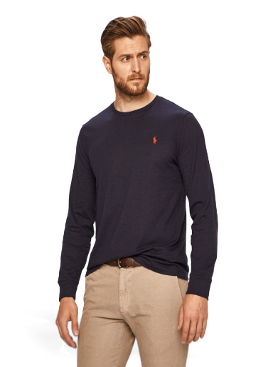 Majica Polo by Ralph Lauren Long Sleeve Custom Fit Tee Mornarica | 710671468024