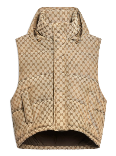 Telovnik Gucci Balenciaga x The Hacker Project Hacker Cocoon Puffer Gilet Vest Bež | 681884TLO539585