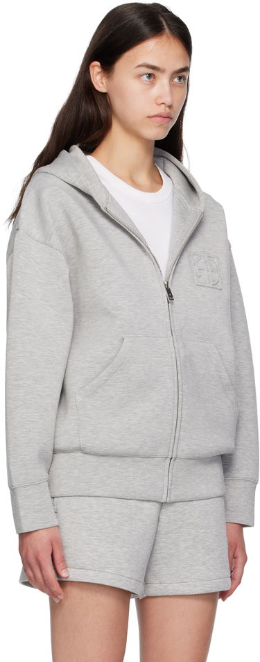 Pulover Anine Bing ANINE BING Bond Zip Up Framed Monogram Hoodie Siva | A-08-10742-GRY1, 1