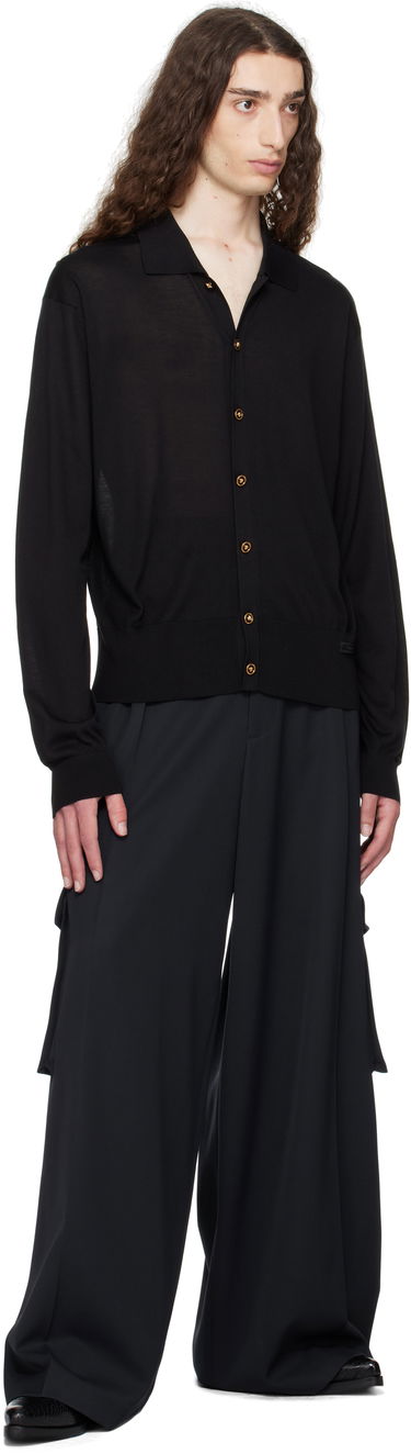 Pleteni pulover Versace Versace Knit Silk Cardigan Črna | 1020281_1A12273, 3
