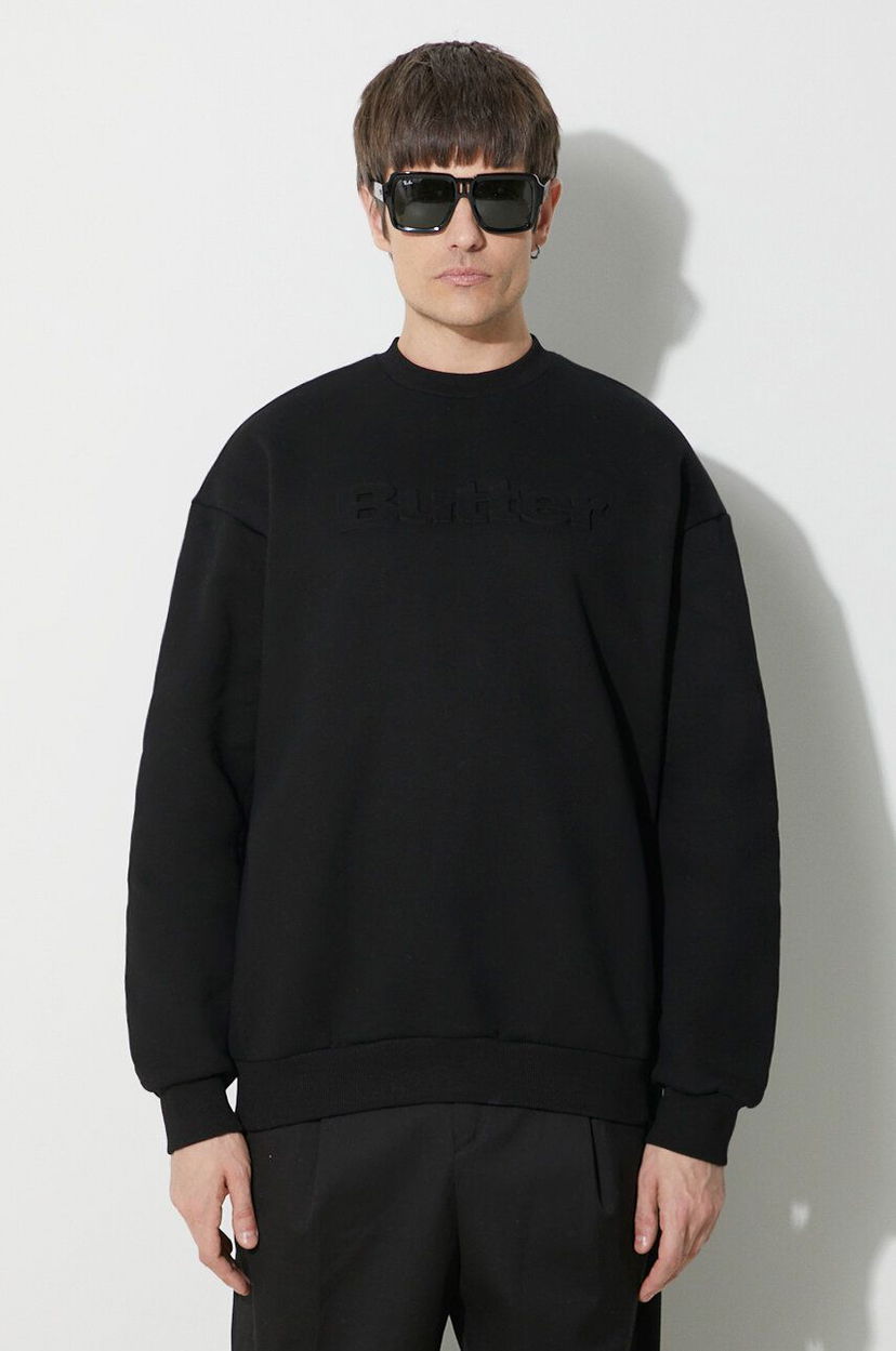 Pulover Butter Goods Embossed Logo Crewneck Sweatshirt Črna | BGQ423D11104
