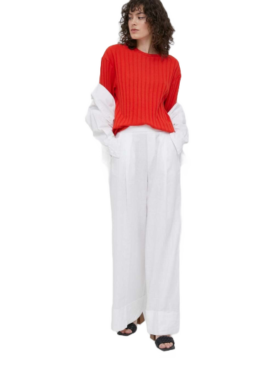 Hlače United Colors of Benetton Wide Leg Trousers Bela | 4AGHDF016.101