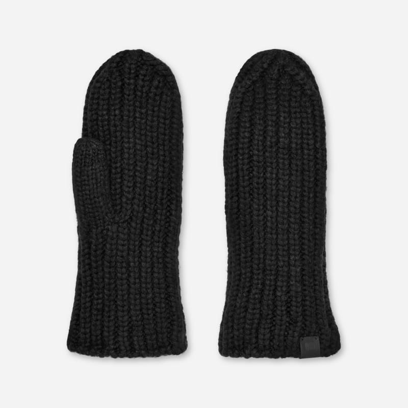 Rokavice UGG UGG Rib Knit Mittens Črna | 101022-BLK, 1
